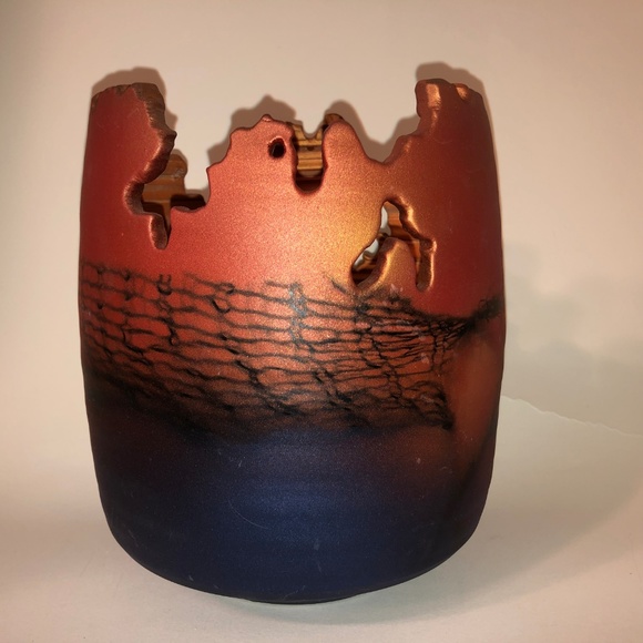 *SOLD*Tom Krueger Copper & Purple Raku Art Pottery - Picture 2 of 6